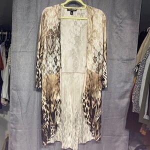 Chic Beige Animal Print Kimono Cardigan